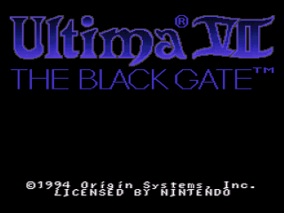 Ultima The Black Gate title screen for Super Nintendo